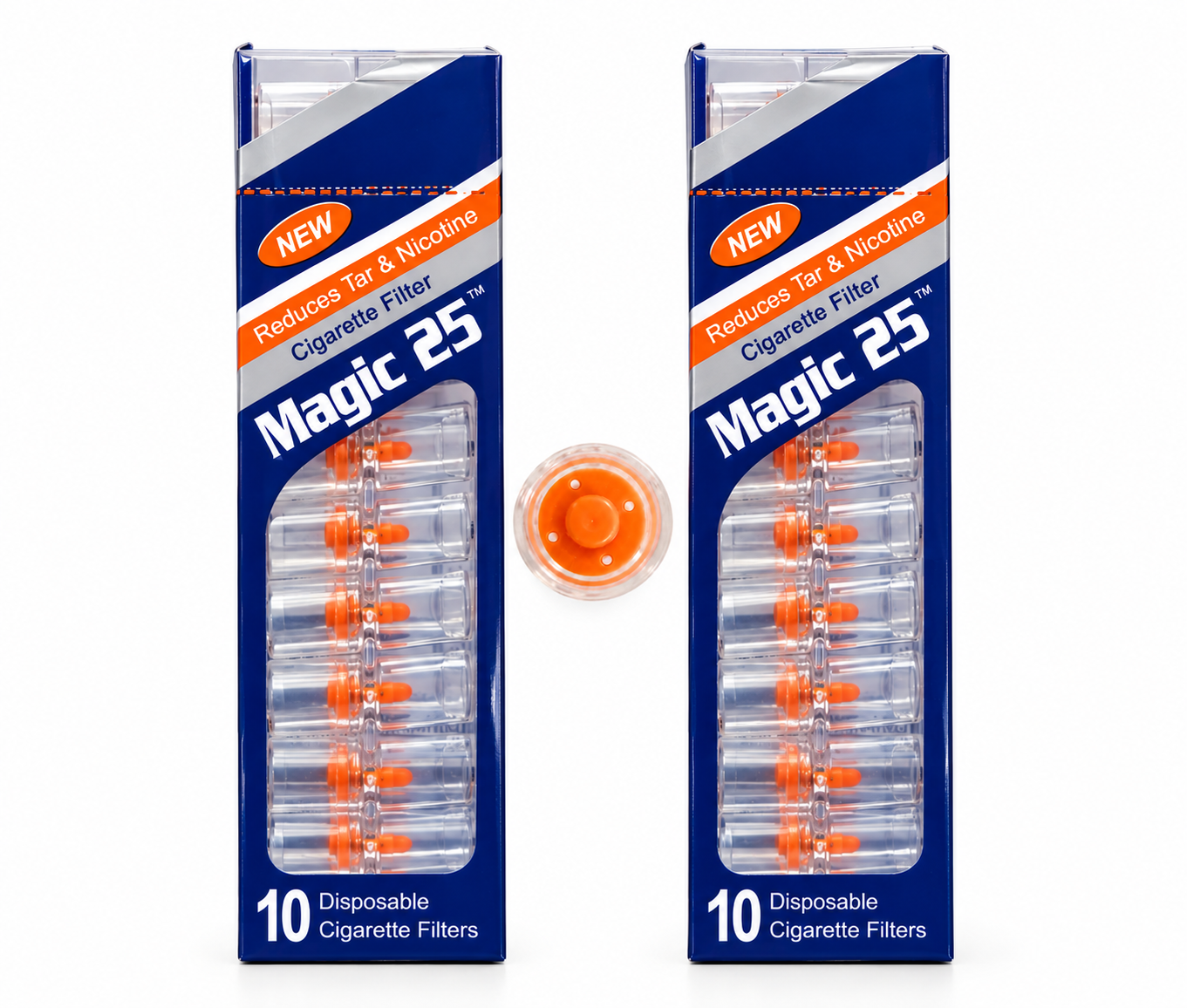 Magic 25 Disposable Cigarette Filters – 60 Packs 600 Filter Tips 2 Display Boxes