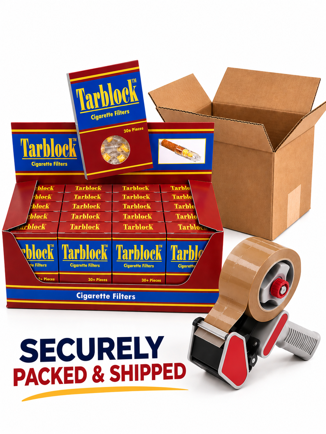 TARBLOCK Disposable Cigarette Filters 4-Hole 720 Count 24 Packs Display Box