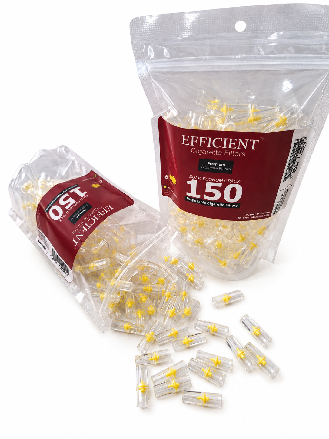 EFFICIENT Disposable Cigarette Filters 6-Hole 150 Count Bulk Filter Tips