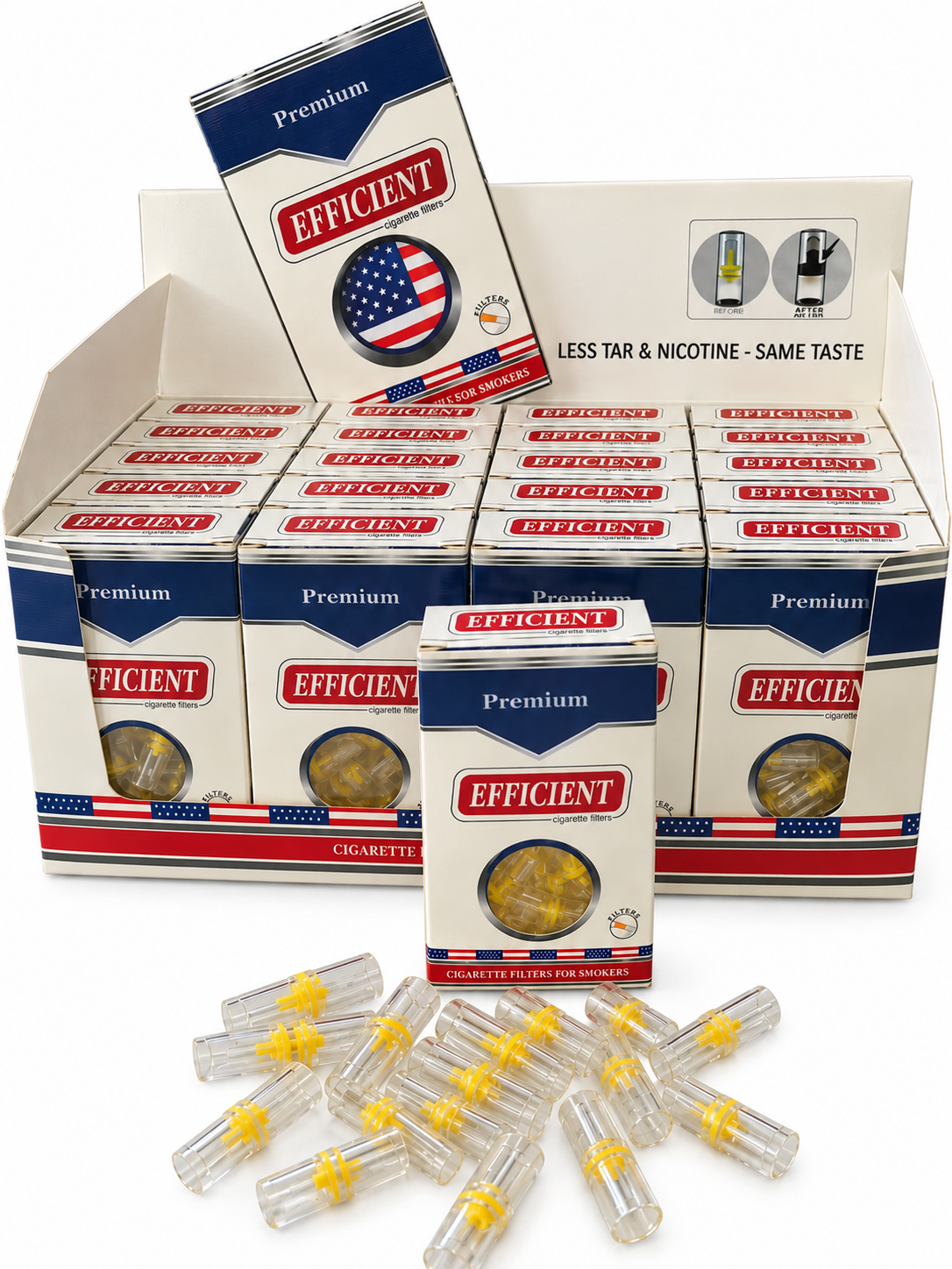 EFFICIENT Cigarette Filters 8-Hole 2400 Count 80 Packs