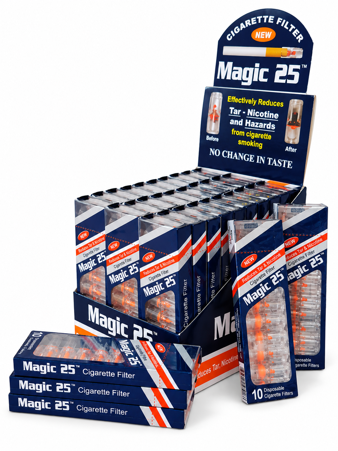 Magic 25 Disposable Cigarette Filters – 60 Packs 600 Filter Tips 2 Display Boxes